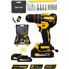 Kimmeer Plus 13 mm 21 V 5 Pilli Çift Akülü Kömürsüz 24 Parça Çelik Mandren Darbeli Matkap