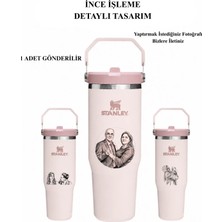 Kişiye Özel Stanley The Iceflow Flip Straw Pipetli Termos Bardak 0,89 Lt Toz Pembe 1 Adet