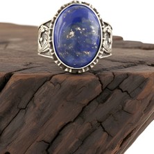Takıdepo Lapis Lazuli Taşlı El Işi Gümüş Yüzük
