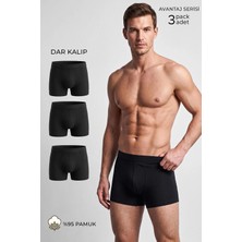 Mısırlı Erkek Pamuklu Slim Fit  Klasik Üçlü Boxer Siyah