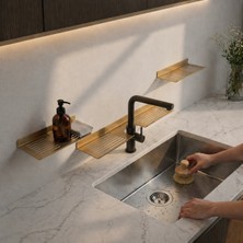 Hamton Linea Shelf Rfo - Mutfak Banyo Raf Organizeri Siyah - Vidalı