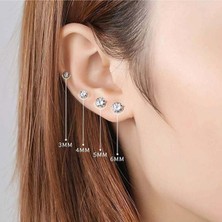 Takıdepo Zirkon Taşlı Tek Taş Model Üçlü Gümüş Küpe Set