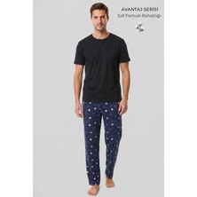 Mısırlı Erkek Geometrik Desen Alt Pijama Lacivert