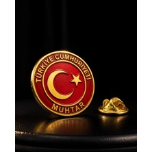 kuyumcudan Türkiye Cumhuriyeti Muhtar Altın Kaplama Yaka Rozeti
