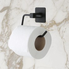 Eco Lounge Kendiliğinden Yapışkanlı Siyah Paslanmaz Metal Kapaksız Tuvalet Kağıtlığı Aparatı BX40