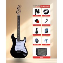 Longa Gül Klavye Strat Kasa Elektro Gitar Seti