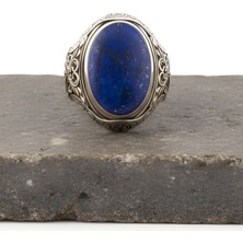 Takıdepo Lapis Lazuli Taşlı Berceste Model Gümüş Erkek Yüzük