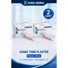Karvel Medikal Octamed Fix Esnek Tıbbi Flaster 10 cm × 10 M – Hipoalerjenik Pansuman Sabitleme Bandı 2 Adet