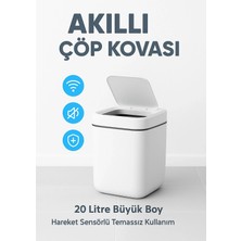 Eco Lounge Akıllı Otomatik Kapaklı 20 Litre Çöp Kutusu Hareket Sensörlü Hijyenik Sessiz Ev Ofis