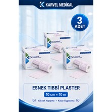 Karvel Medikal Octamed Fix Esnek Tıbbi Flaster 10 cm × 10 M – Hipoalerjenik Pansuman Sabitleme Bandı 3 Adet