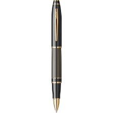 Scrikss - Wizdesign 350L Roller Kalem Çizgi Desenli Siyah Altın M Uç (Ömür Boyu Garantili-Kutulu-Kişiye Özel)