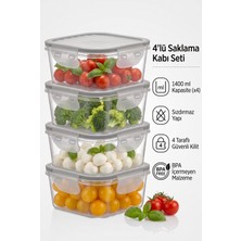 Muf Home 4'lü Kare Saklama Kabı Seti (4X1400 Ml) - Kilitli Sızdırmaz Kapaklı Hava Almaz , Bpa Içermez Erzak ve Buzdolabı Düzenleyici