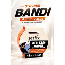 Setfix Doğal Kauçuk Oto Cam Bandı, 45 mm x 30 mt / Iz Bırakmayan, Uv Dayanımlı, Turuncu Maskeleme Bandı