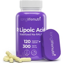 LongLifeNutri R-Alpha Lipoic Acid Stabilized 300MG – High Potency Na-Rala - 120 Vegetarian Capsules (Case Hediye) - 4 Aylık Kullanım