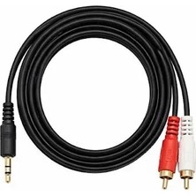 1.5 Metre Premium 3.5mm Erkek - 2 Rca Erkek Ses Dönüştürücü Kablo Yüksek Performan Dayanıklı Kablo Yapısı