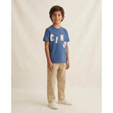 Beniz Kids Sax Blue – Erkek Çocuk Saks Mavi Cino Baskılı Kısa Kollu Tişört