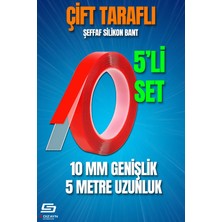 Drs Tuning Çift Taraflı Bant 10MM x 5 Metre 5'li Paket Şeffaf Silikon Vhb Bant A+Kalite
