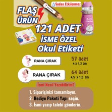 Yunus Copy Okul Etiketi Kalem Defter Etiketi Balonlu Kız Özel Isim Yazılabilen Etiket - 121ADET