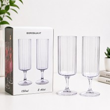 Cambu Borosilikat Ayaklı Kahve Yanı, Flüt Cam Bardağı 2'li 2X150 cc