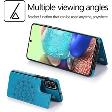 Mucize Samsung Galaxy A53 5g Uyumlu - Mandala Desenli Deri Görünümlü Koruyucu Telefon Kılıfı (Mavi)