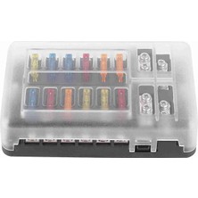 Mucize LED Uyarı Işıklı 12 Yollu Bıçak Sigorta Kutusu - Pbt Blok Sigorta Tablosu ve Etiket Seti (Oto, Karavan, Tekne Uyumlu)