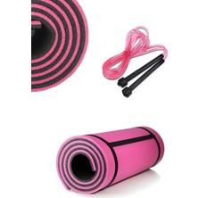 Empressco Pilates Minderi Yoga Matı Pembe Siyah Renkli Çift Taraflı Atlama Ipi