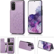 Mucize Samsung Galaxy A53 5g Uyumlu - Mandala Desenli Deri Görünümlü Koruyucu Telefon Kılıfı (Mor)