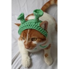 St. Morritz Shrek Bandana Yeşil Şrek Örgü Kedi Köpek Şapkası Evcil Hayvan Şapkası Pet Aksesuarları
