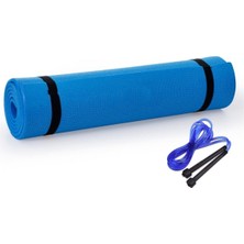Empressco Mavi Pilates Minderi ve Yoga Egzersiz Matı 6,5mm + Atlama Ipi