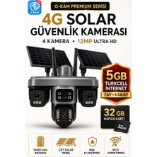 Ventus O-Kam OK335SET5 12MP 4 Kameralı 4g Çift Solar Panel Gece Görüş 5gb Turkcell +32GB Hafıza