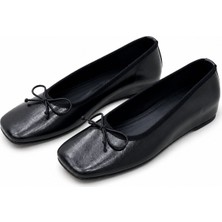 Patron Shoes Kadın Gizli Ökçeli Babet Kare Burun Fiyonk Detaylı Günlük Rahat Ayakkabı