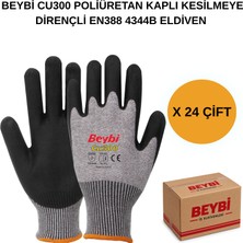 Beybi Arge Toptan CU300 Poliüretan Kaplı Kesilmeye Dirençli Eldiven 24 Çift No 10 Xl