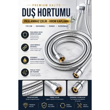 Dihamer 170 cm Krom Kaplama Paslanmaz Çelik Duş Hortumu Pirinç Somunlu Premium Kalite