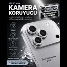 Mervin Store 17 Pro Max Uyumlu Premium Silver Taşlı Kamera Lens Koruyucu – Maksimum Koruma, Şık Tasarım
