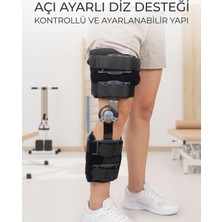 Alkasaz Kısa Açı Ayarlı Dizlik Menteşeli Ortopedik Diz Desteği Ayarlanabilir Sabitlemeli