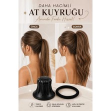 Invictus Design Kadın Siyah Lastik Toka Hediyeli At Kuyruğu Saç Şekillendirici Hacim Verici Dolgunlaştırıcı Volüm Ponytail Hair Aksesuar Pratik Aparat 2'li Set
