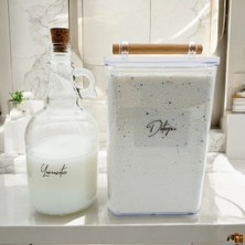 St. Morritz Ahşap Kulplu Deterjan Kavanozu 2000ML-MANTAR Kapaklı Yumuşatıcı Şişesi 1000ML(ŞEFFAF Etiket)