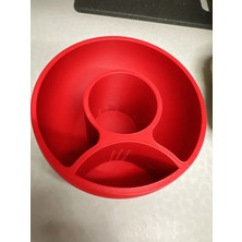 Bezos 3D Baskı 3lü Sukulent Saksısı ve Kalemlik Organizer - Dekoratif Masaüstü Bitki Saksısı-Kırmızı