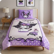 Taç Lisanslı Kuromi ( 120 x 200 cm Lastikli Çarşaflı ) Tek Kişilik Nevresim Takımı
