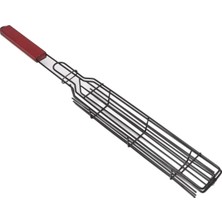 Mucize Kebab Izgara Sepeti, Dayanıklı 49 cm Ekstra Uzun Demir Kebab Ahşap Saplı Izgara Izgarası, Kilitlenebilir Demir Izgara Izgara Sebze Izgara Deniz Mahsulleri Eti Için (Kırmızı)