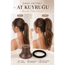 Invictus Design Kadın Kahverengi Lastik Toka Hediyeli At Kuyruğu Saç Şekillendirici Hacim Verici Dolgunlaştırıcı Volüm Ponytail Hair Aksesuar Pratik Aparat 2'li Set