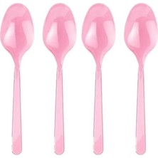 St. Morritz Plastik Kaşık Pembe Doğum Günü Parti Kaşık 25 Adet Pembe Plastik Kaşık