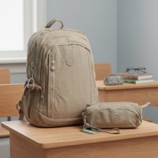 Duomino Krinkıl Suya Dayanıklı Büyük Boy Vizon Klinkır Sırt Çantası 15,6 Laptop Okul Çantası Kalemlik Takım Çanta