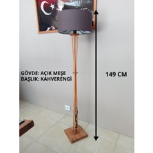 Balsa Dekor Açık Meşe Ahşap Lambader-Kahverengi Başlık-Anahtarlı Kablo