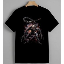 Uzayli Canavar Korku Sanat Unisex Erkek Kadın Oversize Tişört Siyah