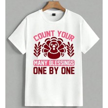 Count Your Blessings Hindi Unisex Oversize Tişört Beyaz
