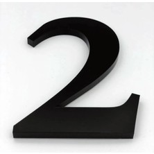 St. Morritz Kapı Numarası 20 cm No 2, Siyah Pleksi Kendinden Yapışkanlı Bina Daire Villa Kapı Numarası Roma Yazı Tipi