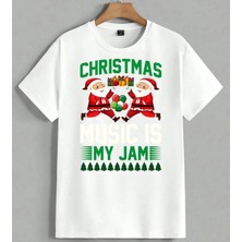 Christmas Noel Santa Klaus Unisex Oversize Tişört Beyaz