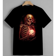 Iskelet Anatomisi Insan Syh Unisex Erkek Kadın Oversize Tişört Siyah