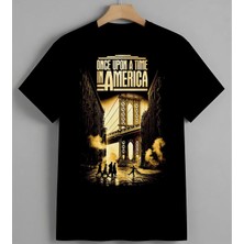 Once Upon Time Amerikaner Unisex Erkek Kadın Oversize Tişört Siyah